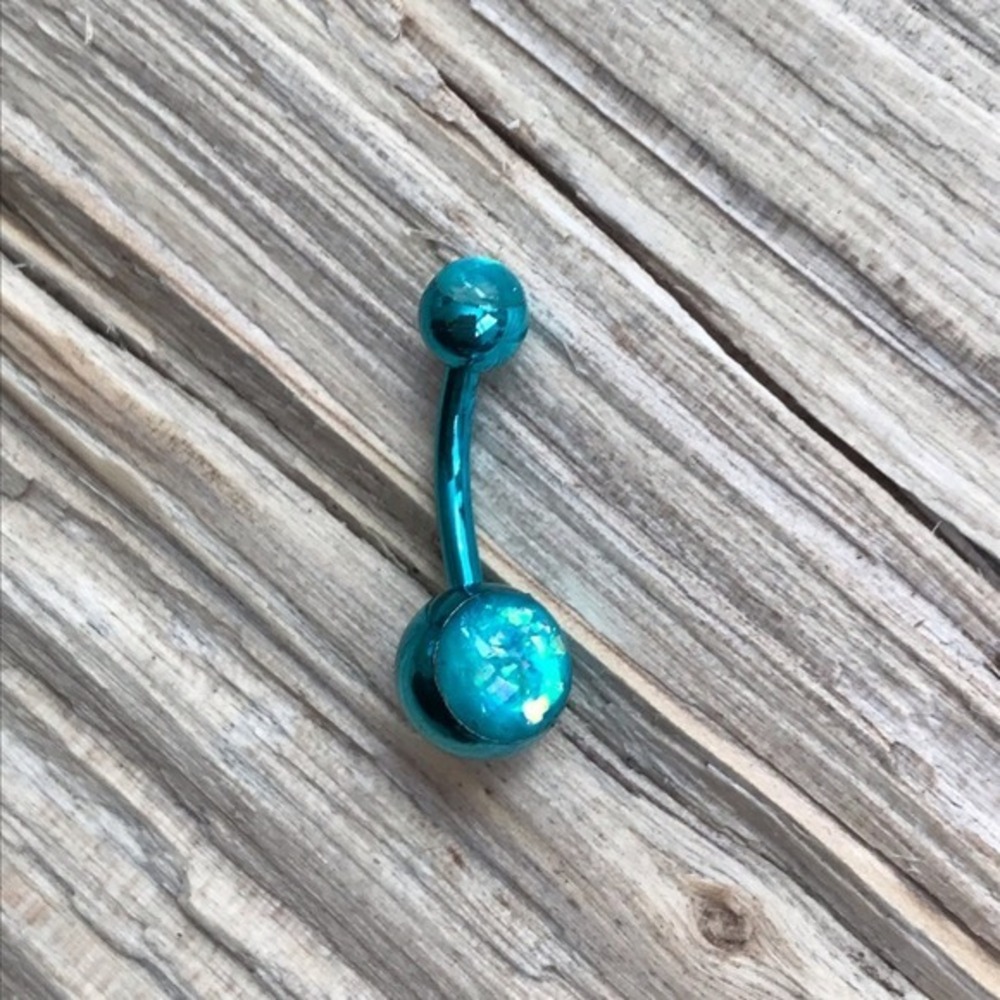 Teal Opal Belly Button‎ Ring - Picture 2 of 2
